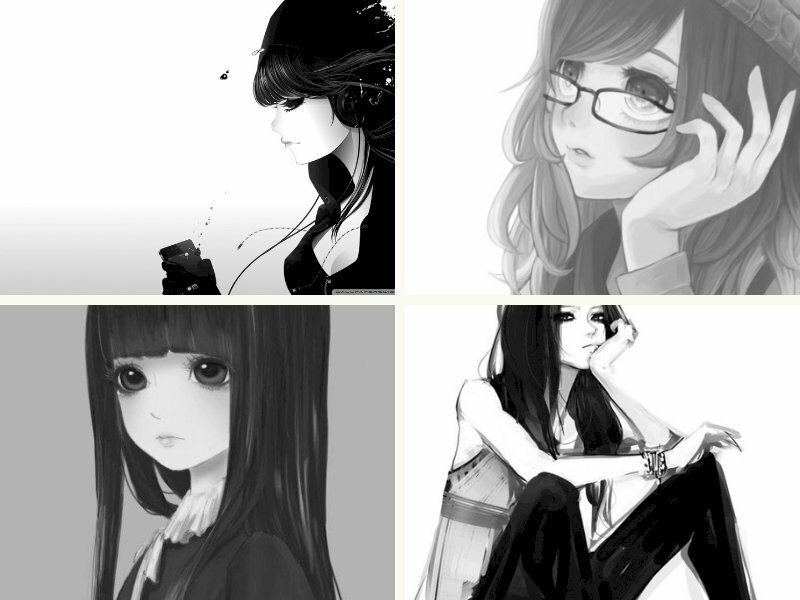anh anime den trang