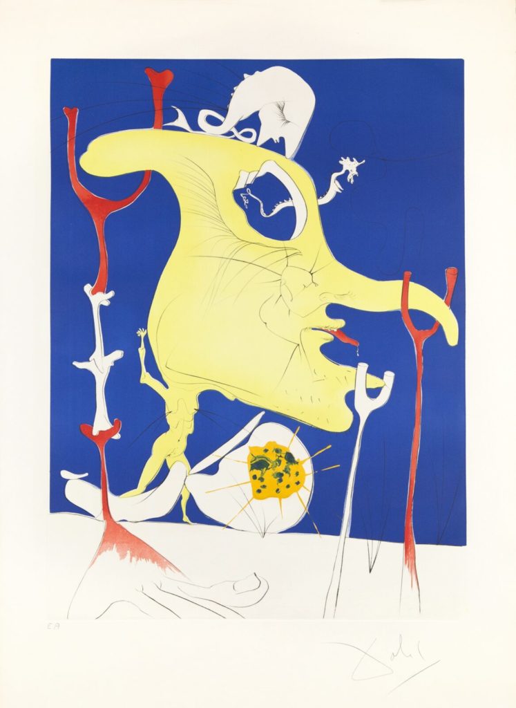 Salvador Dali, Conquest of Cosmos II: The Last Comer of the Last Planet, 1974. Dalí lithograph. surrealism
