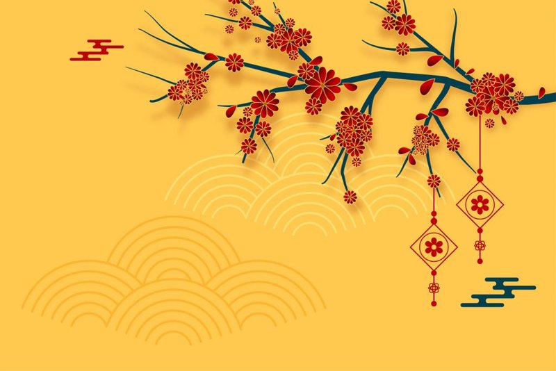 H&igrave;nh nền Tết vui vẻ với c&aacute;c hoạt động v&agrave; biểu tượng đặc trưng của ng&agrave;y Tết như ph&aacute;o b&ocirc;ng v&agrave; b&aacute;nh chưng