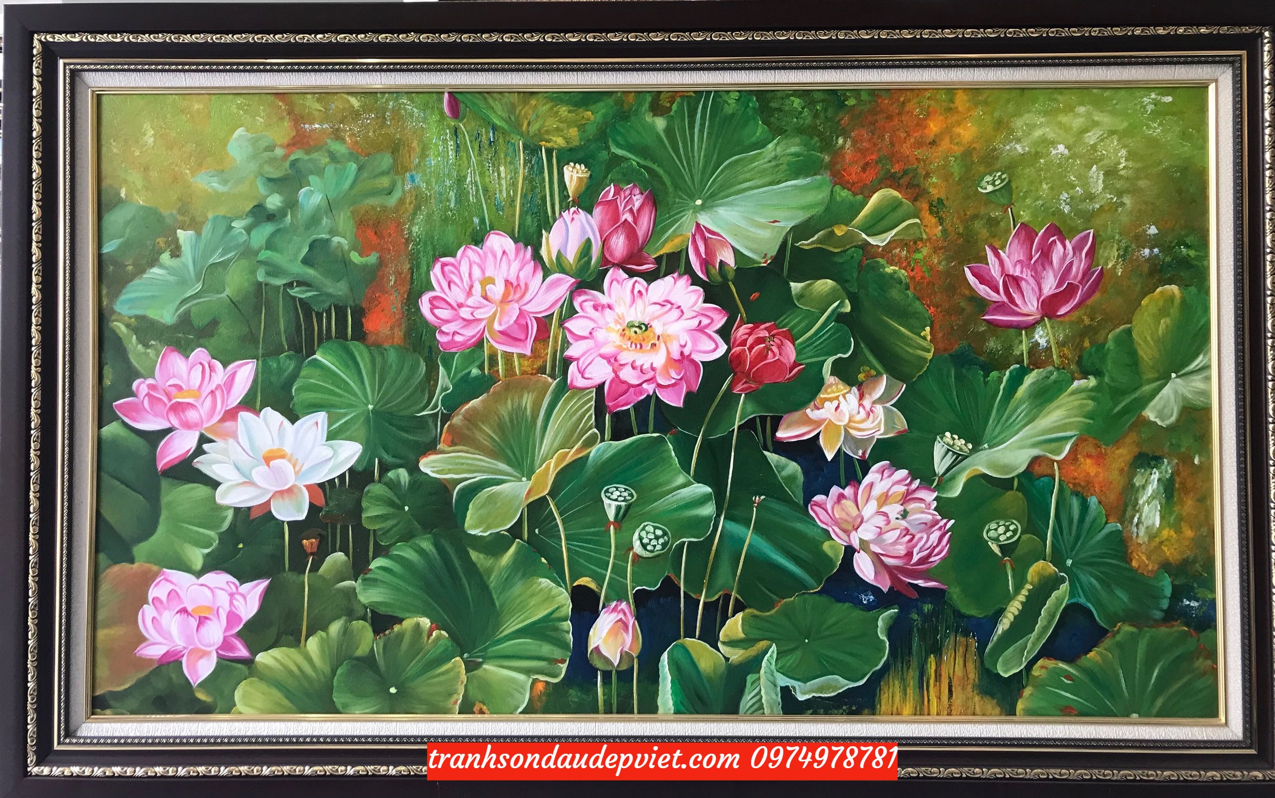 Hướng dẫn chọn mua và trưng bày tranh sơn dầu hoa sen