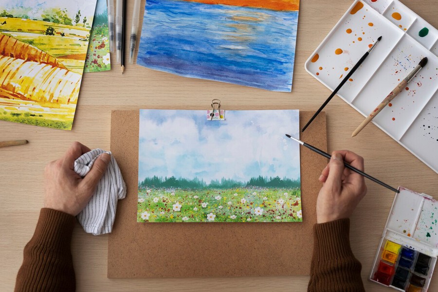 So sánh tranh màu nước với các chất liệu hội họa khác