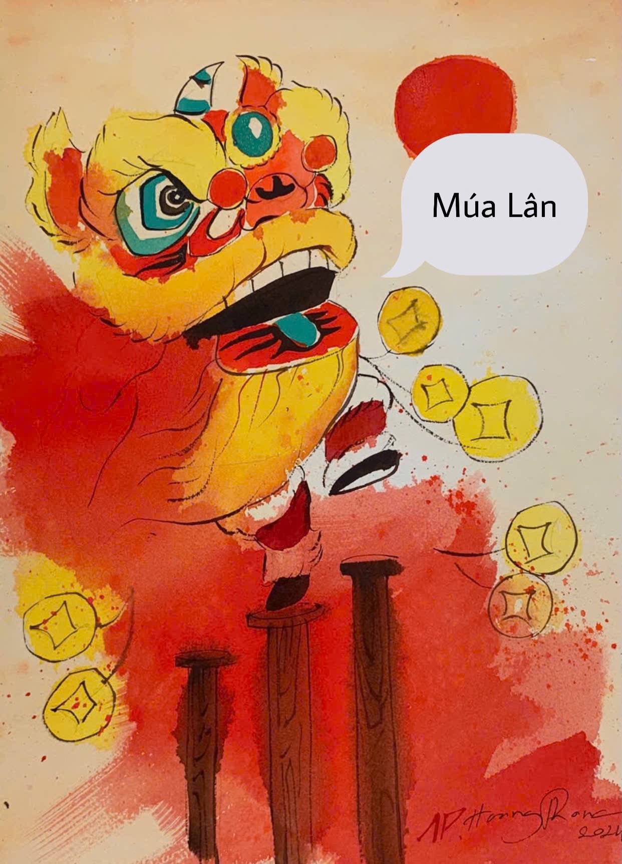 Ý nghĩa văn hóa và biểu tượng trong bức tranh múa lân